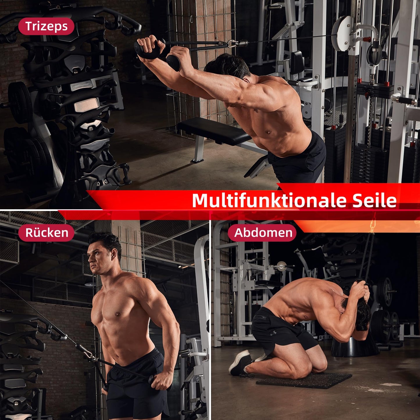 JASPORT ergonomic tricep rope for indoor strength training to target triceps, back, abs, for power rack, smith machine, home gym, anti-calluses...