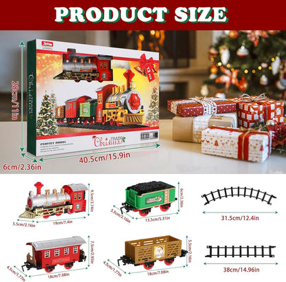 Christmas Train Set, Electric train for kids with sounds, Christmas train around the Christmas tree, Christmas Day gifts for 3-10+ year old boys and girls.