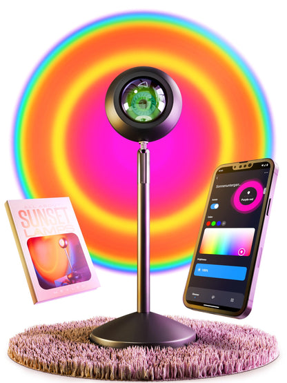 HEYLED® Sunset Lamp with Smart Home Integration and App Control - Includes EBOOK - LED Sunset Lamp for a pleasant sunlight experience (with Alexa and Hey Google voice control)