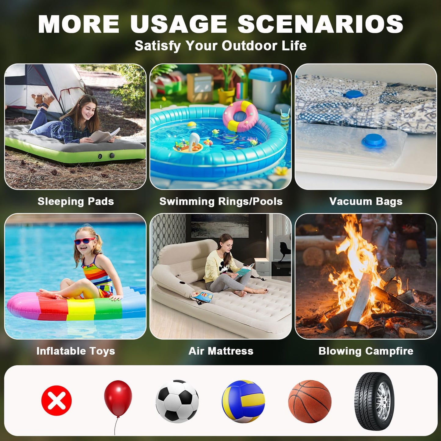 Portable Electric Air Pump: 4000mAh Type-C Rechargeable Battery, Ultra-light and Fast Inflating/Deflating Electric Air Pump with Camping Lantern for Air Mattresses (Black)