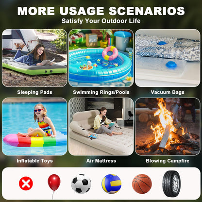 Portable Electric Air Pump: 4000mAh Type-C Rechargeable Battery, Ultra-light and Fast Inflating/Deflating Electric Air Pump with Camping Lantern for Air Mattresses (Black)