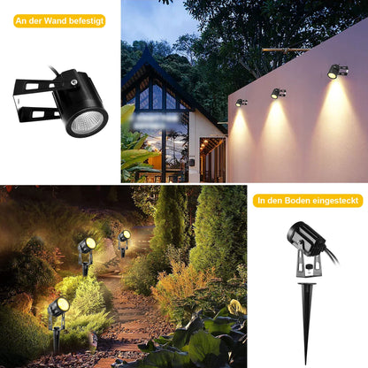 Greenclick Garden Lighting LED, 6 Set 1800LM 21m Cable Garden Lighting with Power, IP65 Waterproof Garden Light with Ground Stake, Garden Spotlight Warm White COB Garden Lamp for Outdoor Lawn Path Pond.
