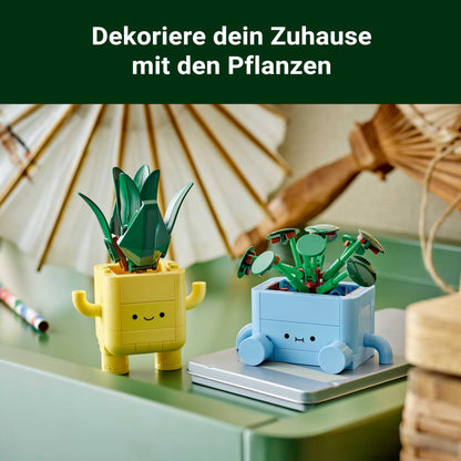 LEGO Botanicals Happy Plants - Toy for kids with 2 artificial plants, 2 colorful flower pots & interchangeable cartoon faces - Gift for girls and teenagers aged 9 and up - 10349