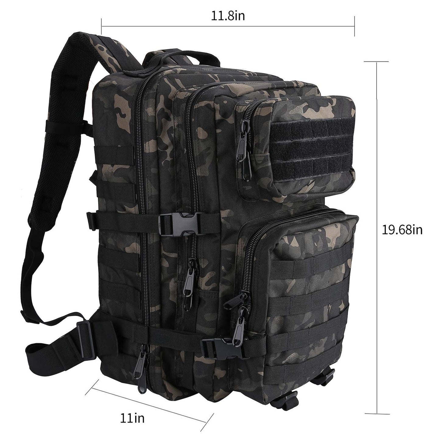 ProCase 40L Military Tactical Backpack, Large Capacity 3-Day Army Assault Pack Bag Go Bag Backpack for Hiking, Hunting, Trekking, Camping, and other Outdoor Activities - Camo Black