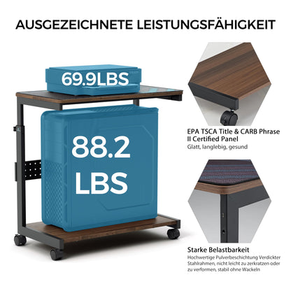 EUREKA ERGONOMIC Adjustable PC Tower Stand, ATX Case CPU Holder PC Cart, CPU Stand with Wheels and Mouse Pad, Walnut Color.