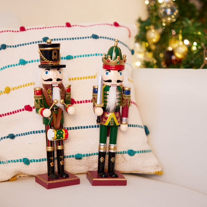 THE TWIDDLERS 2 Large Nutcracker Christmas Figures made of wood, 30cm - Traditional Christmas decor High-quality pine wood, indoor Christmas decorations, Classic ornaments & movable parts