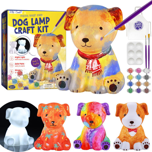 Craft set for children aged 6 years and up, dog lamp painting kit, crafting for girls and boys aged 6-10, gift for boys and girls aged 6-12, dog toy,DIY creative painting dog kids gift ideas.