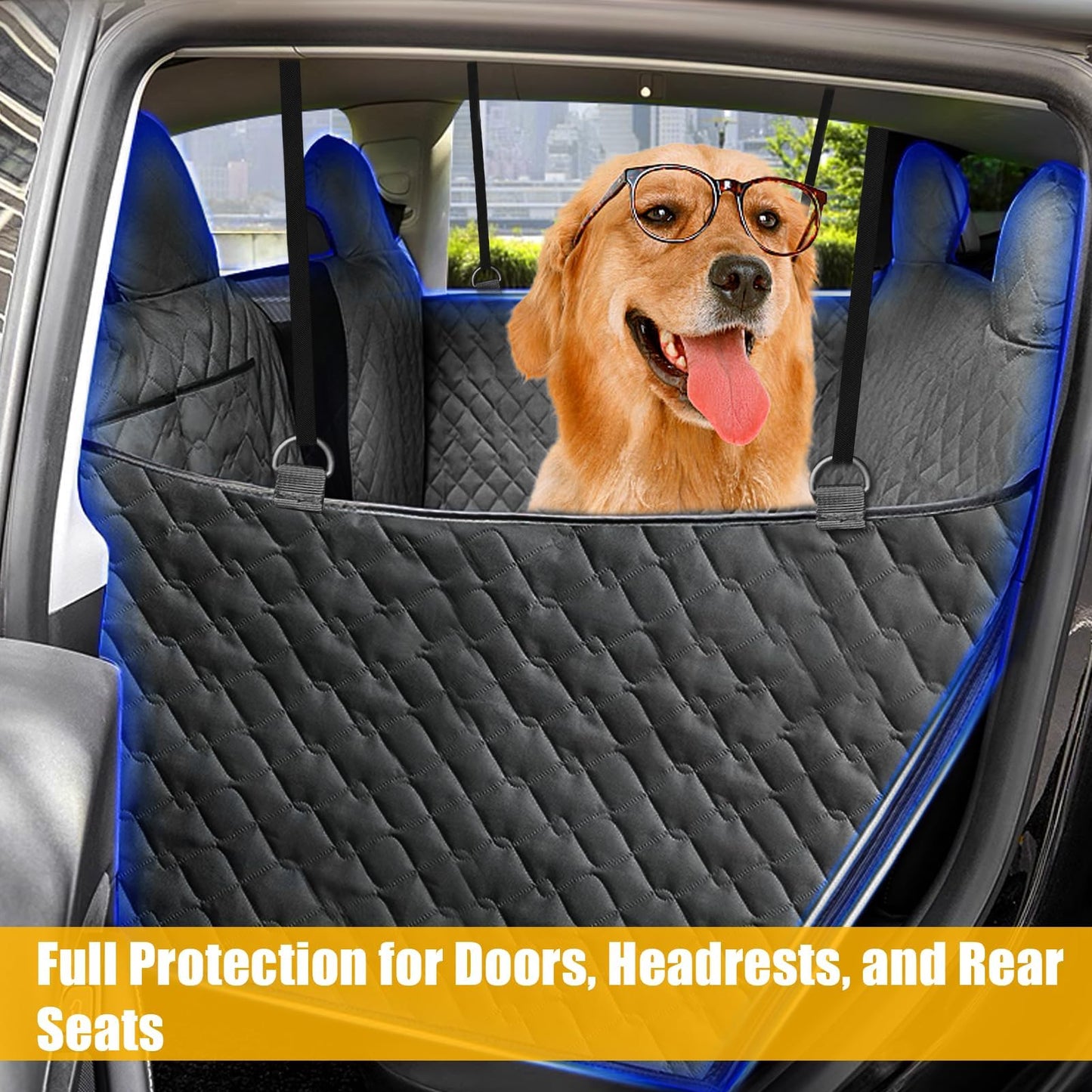 TTCR-II Compatible with Car Seat Cover Dog Back Seat Tesla Model 3 Y S 2018-2023 Waterproof & Scratch-Resistant Dog Blanket Car Backseat for Side Protection & Viewing Window Model 3 Y Car Seat Cover Dog Blanket