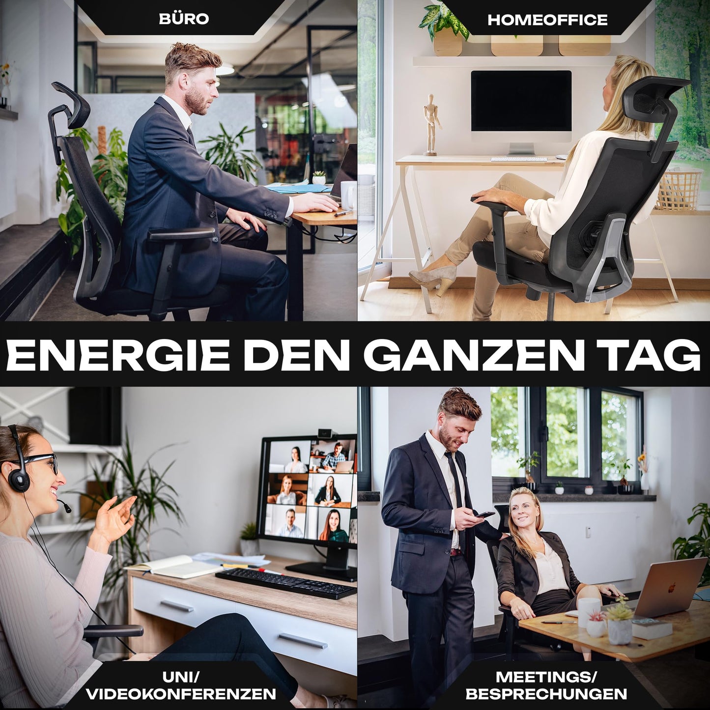 VALKENSTOL M3 Classic Office Chair Ergonomically designed with adjustable armrests | Desk chair with lumbar support for back protection | PC chair with headrest | Computer chair for Home Office.