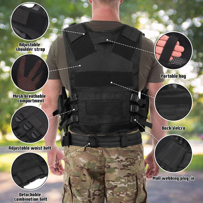 QUOTRE Outdoor Tactical Vest, Military Vest, Airsoft Vest, Tactical Assault Vest, Hunting Vests tailored for camping, hiking, CS field outdoor combat training.