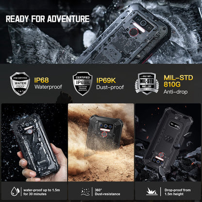 OUKITEL WP5 Outdoor Smartphone Unlocked, 8000mAh battery Outdoor Handy, 7GB 64GB, expandable to 1TB, Android 11, IP68 Waterproof, 4G Dual SIM, Global Version 5.5'' Triple Camera Face/Fingerprint ID