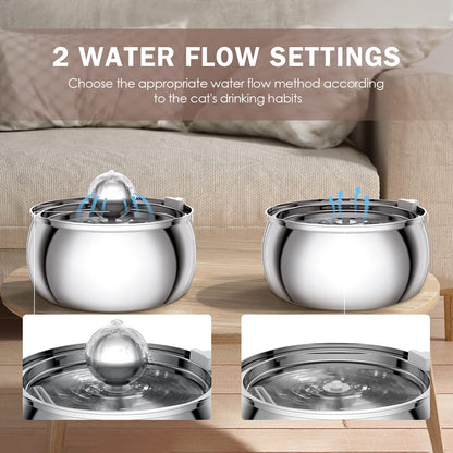 TOMXCUTE Cat Fountain, 4L Drinking Fountain for Cats made of Stainless Steel with Toy Ball Design, Dishwasher Safe, Ultra-Quiet Cat Drinking Fountain with 3 Carbon Filters and 1 Sponge, for multiple
