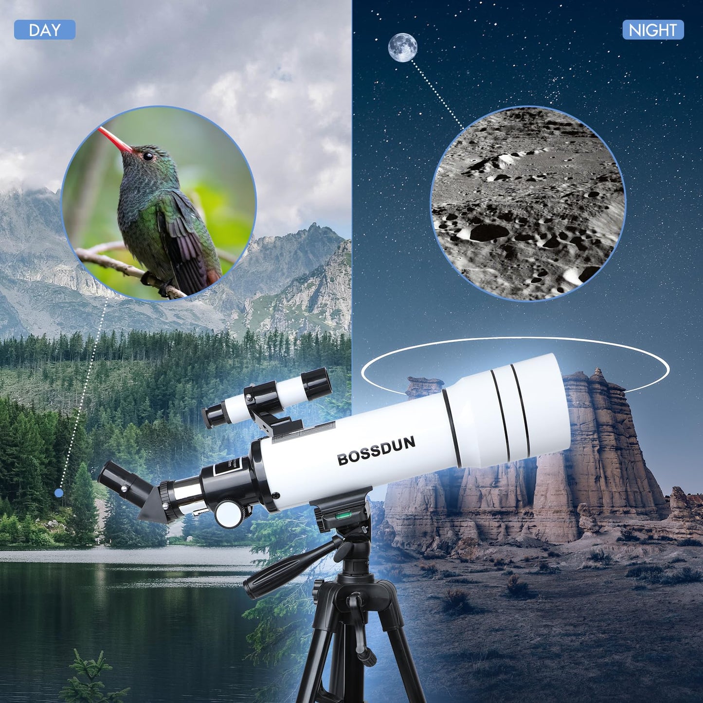 Telescope, Astronomy Telescope for Adults High Powered, 70mm Aperture 400mm Professional Refractor Telescopes for Kids & Beginners (White)