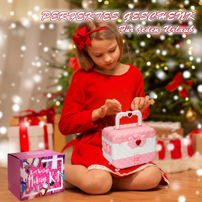 Kids Makeup Set Girls Makeup Case Children- Safe and Washable Kids Makeup, Real Makeup Set, Princess Gifts for Girls 4 5 6-12 Years (Pink)