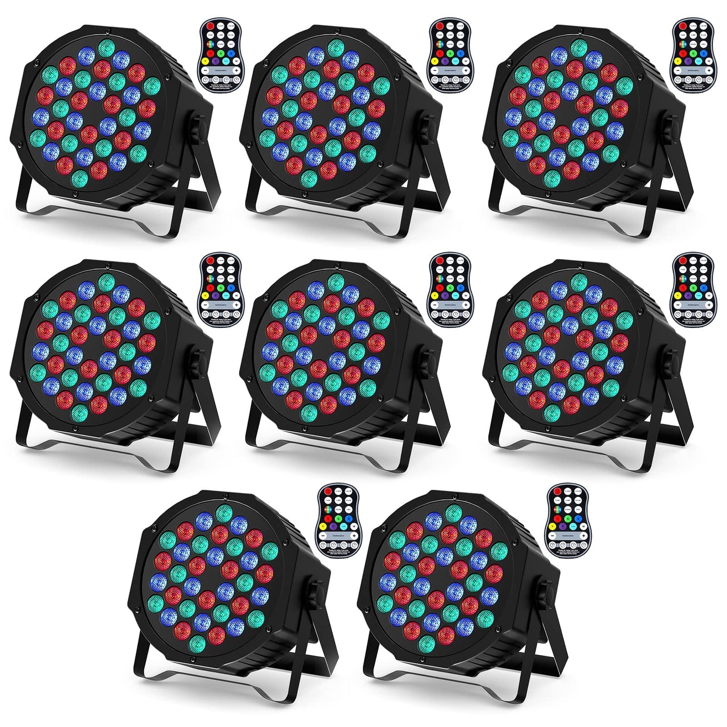 ZonQoonz 8PCS Rechargeable LED Par Light, RGB 36 LED Spotlight Battery DMX Stage Light with Remote Control 7 Lighting Modes for DJ Disco Party Light Stage Light