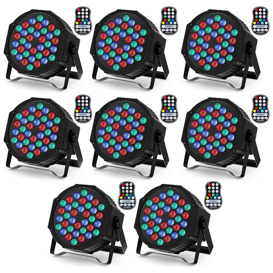 ZonQoonz 8PCS Rechargeable LED Par Light, RGB 36 LED Spotlight Battery DMX Stage Light with Remote Control 7 Lighting Modes for DJ Disco Party Light Stage Light
