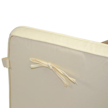 High-quality seat cushion for deck chair steamer wooden lounger reclining chair folding chair sun lounger, removable footrest, thick comfortable water-repellent washable, cream