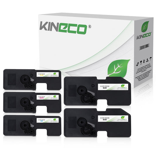 Kineco 5X toner replaces TK5240 2X bk 1x CMY multipack for Kyocera Ecosys M5526cdw P5026cdn.