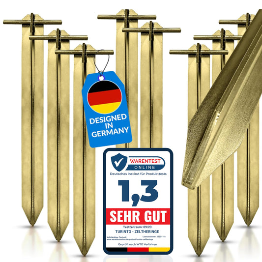 Turinto® 8X Pieces sturdy tent pegs for secure camping and outdoor experiences [Extra Strong Welded Seams] made of extra strong and durable steel with T-profile for maximum stability Length 30 cm.