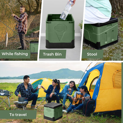 SaiXuan Portable Folding Toilet Set, 25L Capacity, Supports up to 150KG, 24 Trash Bags,Carry Bag, Toilet Seat Cushion, Portable Toilet for Camping, RV, Hiking (Military Green)