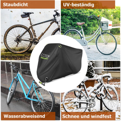 COTOP Bike Cover Waterproof 210T Nylon, High Quality Bicycle Tarp Weatherproof 200 x 80 x 110 cm, Bike Cover With Anti Theft Hole, Carrying Bag, Cover Scooter, e-bikes