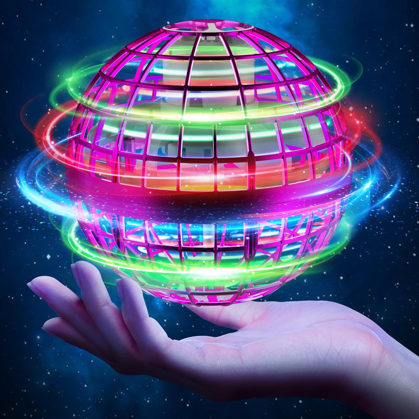 ANOEPUY Flying Ball, Orbi Ball with RGB Light, Kids Flying Ball, Fly Spinning Ball, Decompression Plane Gifts for Kids (Purple)
