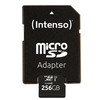 Intenso Premium microSDXC 256GB Class 10 UHS-I Memory Card with SD adapter (up to 90 MB/s), black