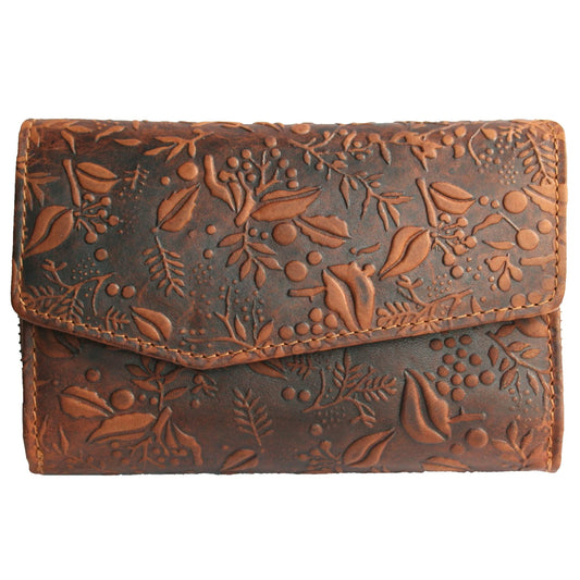 Leather women's wallet with RFID protection, Collection 2021, brown color.