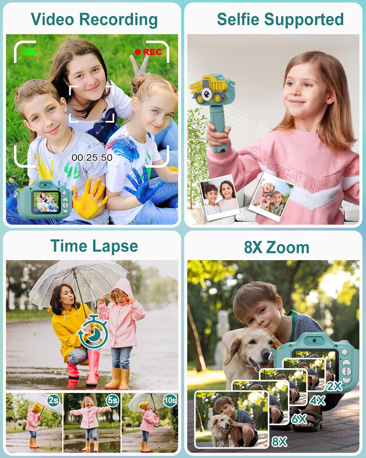 Hangrui Kids Camera, 1080P children's camera, camera for kids with 32G memory card, digital camera for 3-12 year old boys and girls Christmas Toy