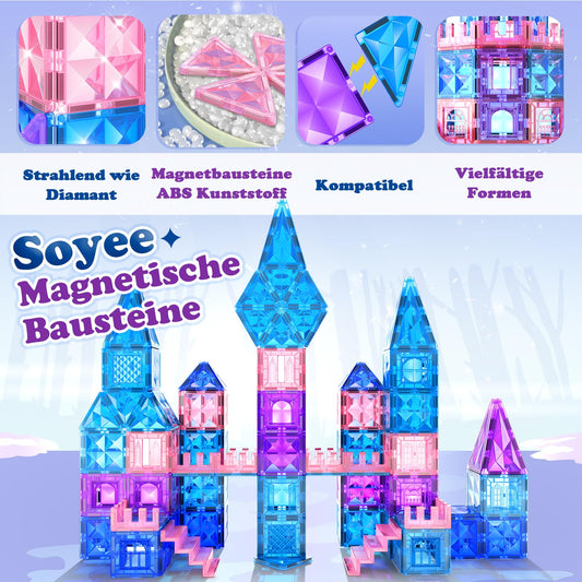 Magnetic building blocks 58 pieces magnet blocks magnetic toys kids toy magnet stones boys and girls STEM sensory toy for ages 3, 4, 5, 6, 7, 8+ years birthday