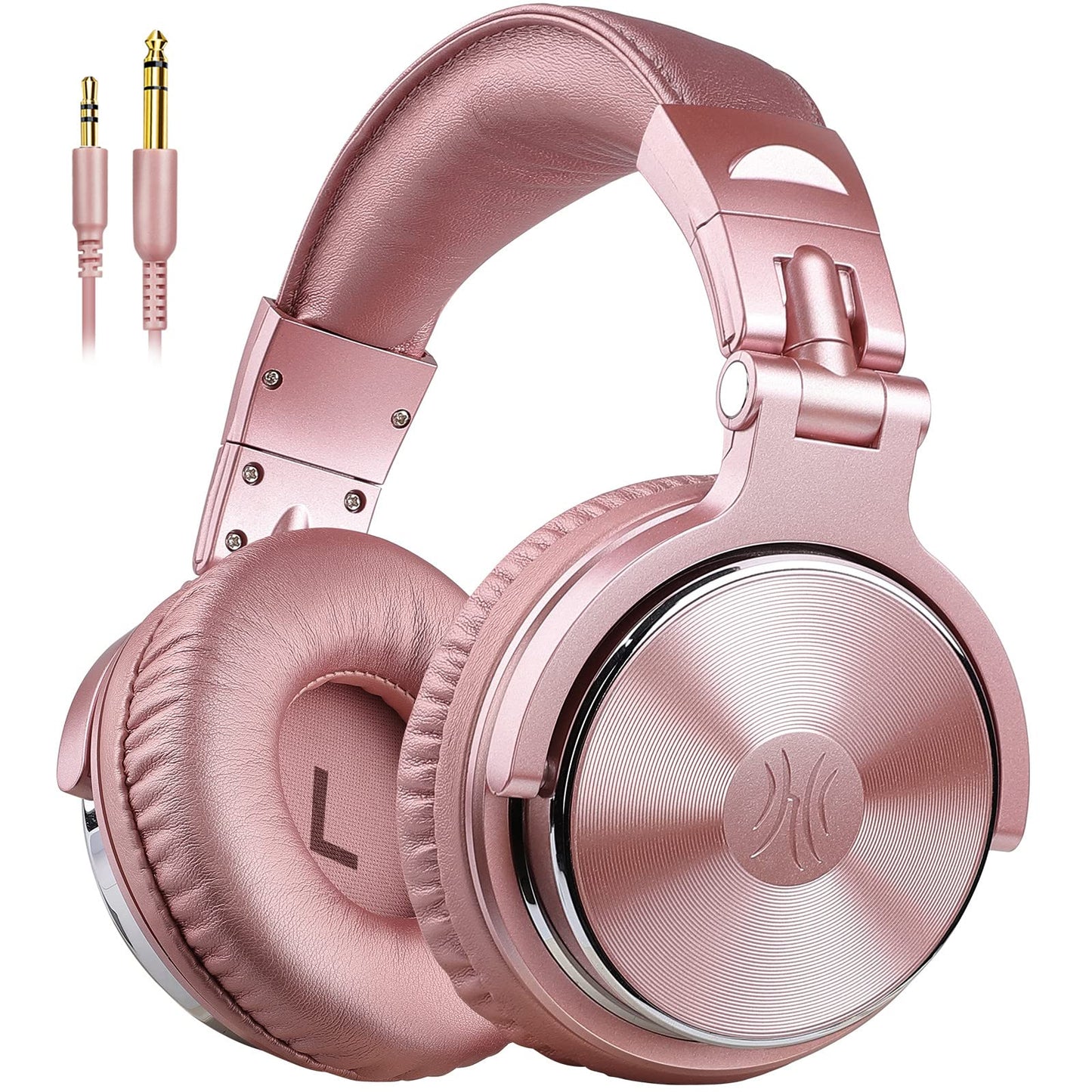 Oneodio Over Ear Headphones With Cable Closed Back Studio Headphones With Share Port Microphone Adapter-Free Professional Bass DJ Headphones for Podcasting, Recording, Monitoring PC Mobile TV Rose Gold