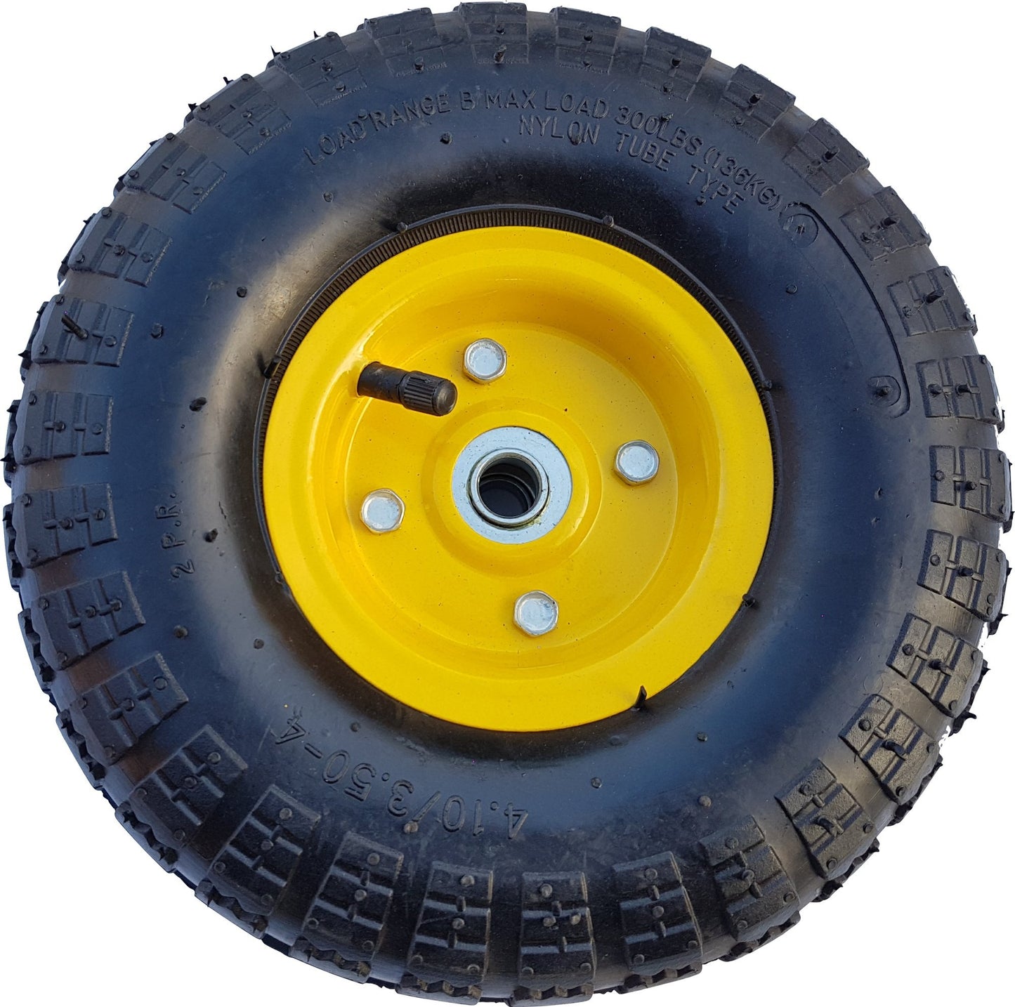 2 x FROSAL pneumatic wheel for hand cart Ø 260 mm 4.10/3.50-4 | Spare tire for sack barrow | 16 mm axle | Wheel with ball bearing | Steel rim Yellow
