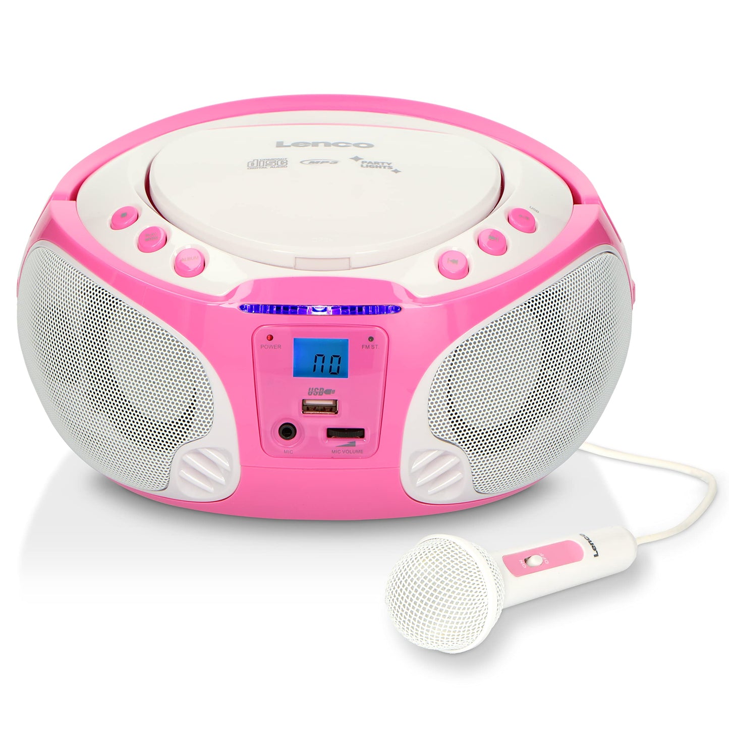 Lenco SCD-650 - portable CD radio - children's boombox - USB & microphone - 6 watt boombox - USB playback - AUX - FM radio - pink