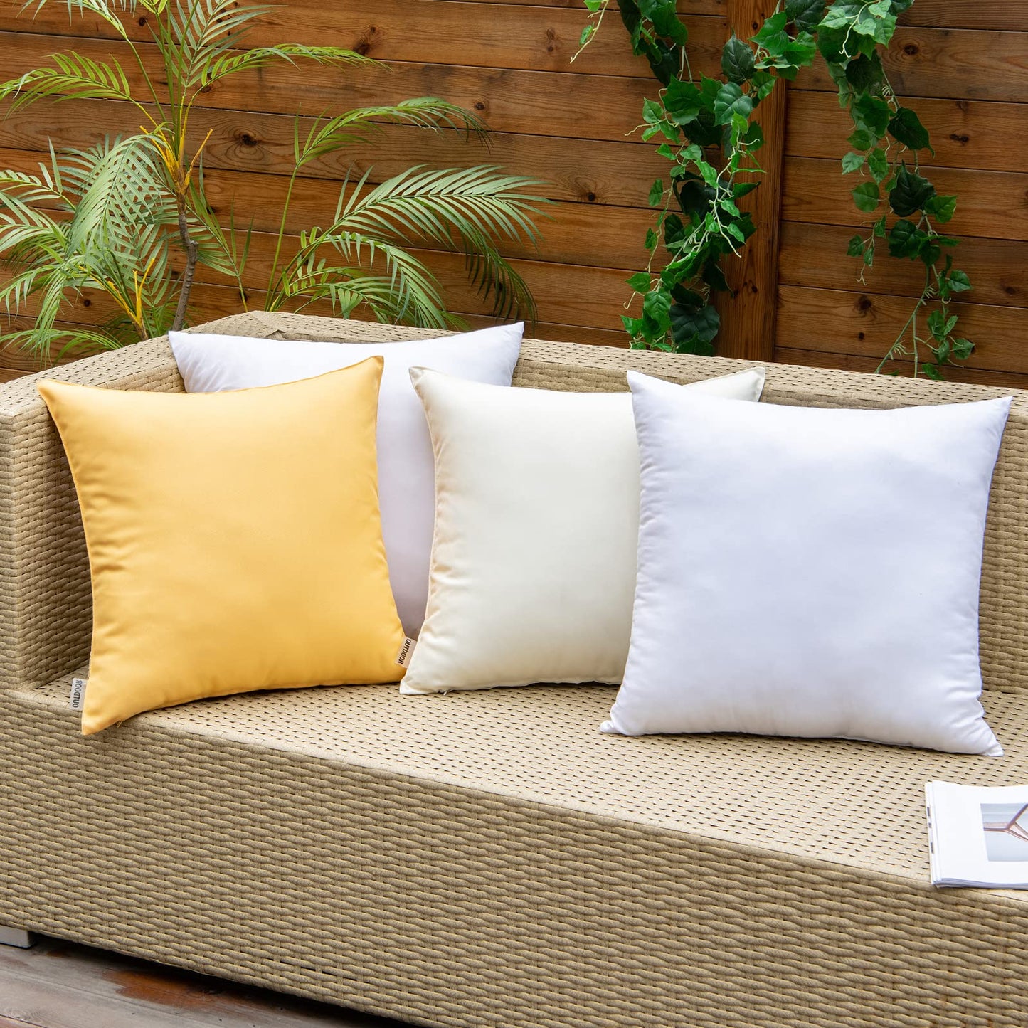 EMEMA 4-piece Outdoor Pillow Set Weatherproof 50x50 cm Water-resistant Pillow Filling Inner Pillow Sofa Pillow Head Pillow Feather Pillow Decorative Pillow Filling for Garden Couch Living Room Bedroom Sofa