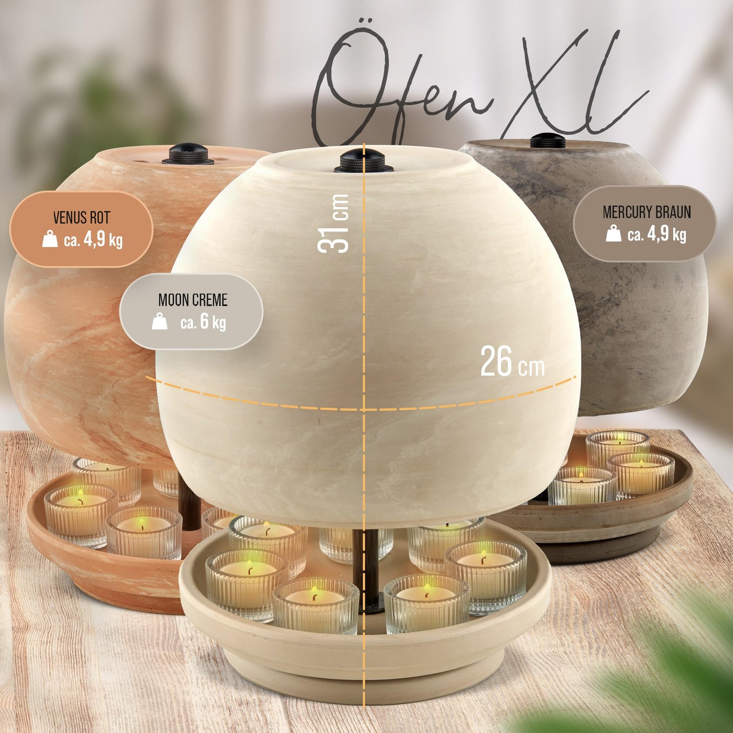 NTRY Home® CandleStove Tealight Oven - Style Moon XL Ø26 cm - Double-walled - 3 Top Heater - Tealight Heater - Tealight Warmer - Table Oven - Table Heater - Table Warmer