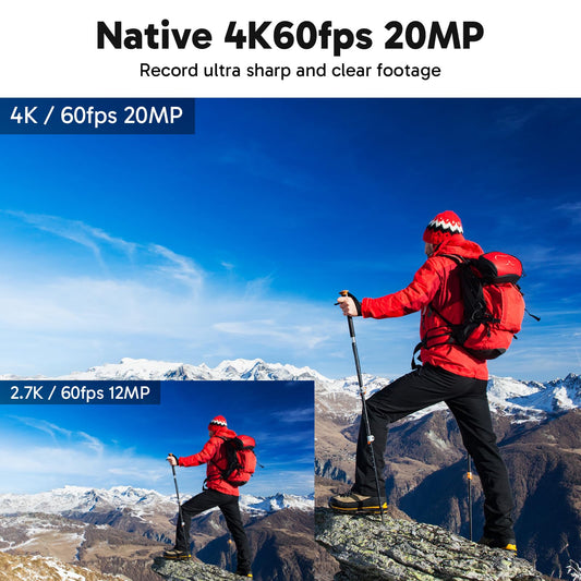 AKASO Action Cam 4K60FPS 40M underwater camera 20MP WiFi Action Camera with touchscreen EIS with 8X zoom voice control remote control accessory kit sports camera (V50 Elite)