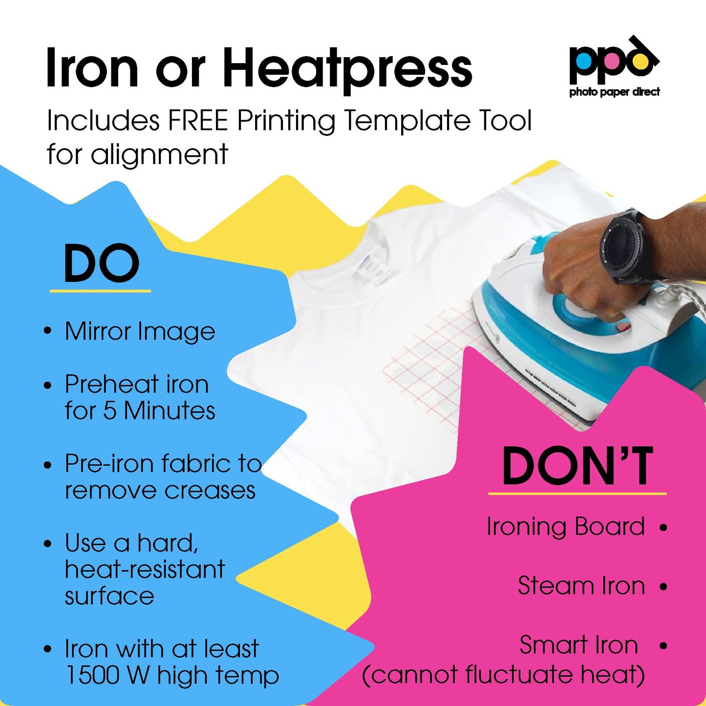 PPD 100xA4 Inkjet Premium Transfer Paper for light fabrics, iron, and heat press PPD-1-100