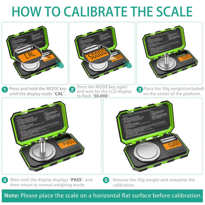 ORIA Digital Fine Scale, 50g/0.001g Milligram Scale, Mini Pocket Scale with 50g Calibration Weights & Tweezers, Tare Function, 6 Weight Units, for Kitchen, Experiments, Jewelry