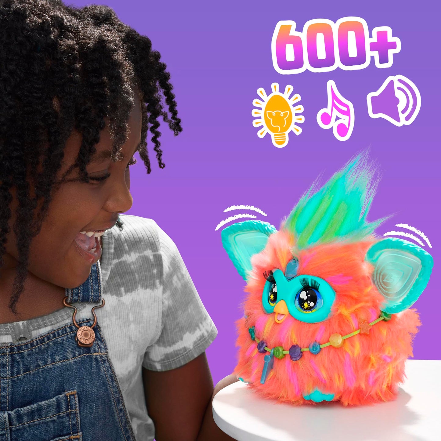 Furby Coral Interactive Plush Toy - Speaks German, responds to voice, dances & lights up - 5 game modes, 600+ reactions - With accessories - Electronic toy for ages 6 and up.