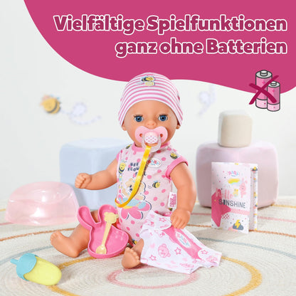 BABY born Lena 36cm, baby doll with 7 functions for toddlers aged 1 year and up, battery-free operation, 36 cm in size, black.