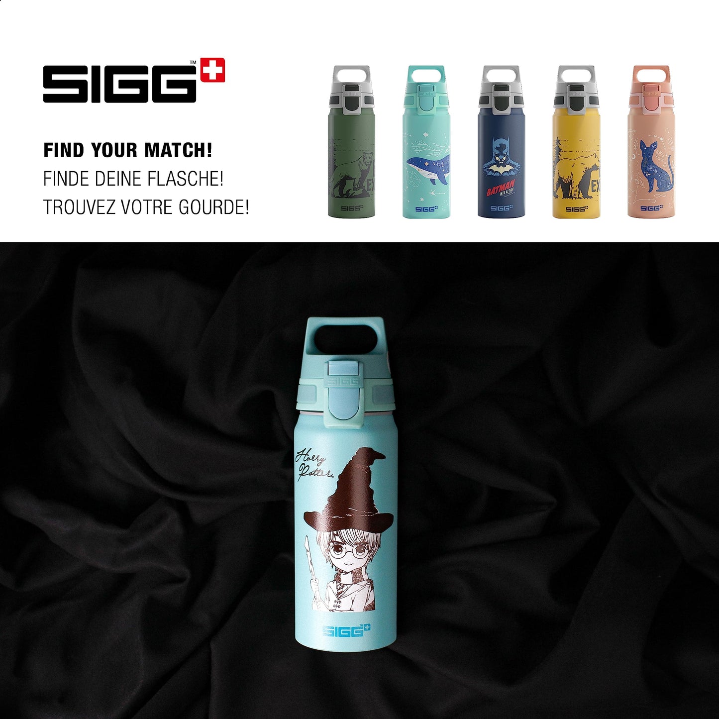 SIGG - Aluminum Water Bottle Children - WMB ONE Harry Potter - Carbonation Suitable - Leakproof - Lightweight - BPA-free - Climate Neutral Certified - Sports & School - Turquoise - 0.6L