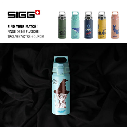 SIGG - Aluminum Water Bottle Children - WMB ONE Harry Potter - Carbonation Suitable - Leakproof - Lightweight - BPA-free - Climate Neutral Certified - Sports & School - Turquoise - 0.6L