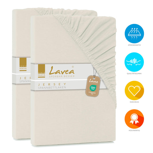 2-pack fitted sheets - Maya series. Fits mattresses up to 20cm - 140x200cm | 160x200cm. Cream natural white, 100% cotton, high-quality craftsmanship, with elastic band.