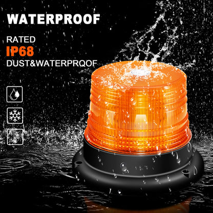 Antom Beacon Light, 12V-24V Yellow Beacon Light with 10 flash patterns. 60LEDs with magnetic base and 3 meters cable for forklifts, tractors, golf carts, trailers, and trucks. Upgrade now.