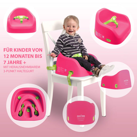 Koru Kids® Toddler Booster - Seat booster for children - Made in Germany - for children from 12 months to 7 years + (Fuchsia)