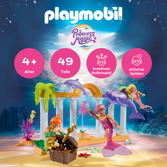 PLAYMOBIL | Promo Pack | Mermaid Treasure with Dolphins | Toy for ages 4+ | Gift for kids | Magical underwater adventure with figures | 71861