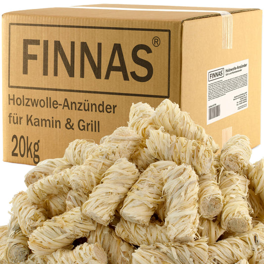 FINNAS Firelighters fireplace starter grill lighter oven lighter wood wool lighter 20kg approx 1600 pieces eco-friendly wax starter wood starter firepit campfire smoker long burning time