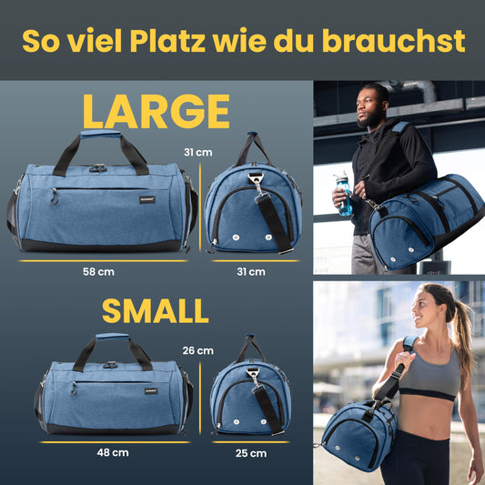 Heroic® sports bag & duffel bag for men and women small I training bag with shoe compartment and wet compartment I ideal as a travel carry-on, gym bag, fitness bag, training bag, sports bag.
