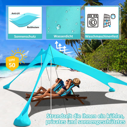 Beach tent UV protection riggoo sun tent sunshade beach tent 3x3m comfort outdoor shade for camping trips, fishing, backyard fun, or picnics (lake green)