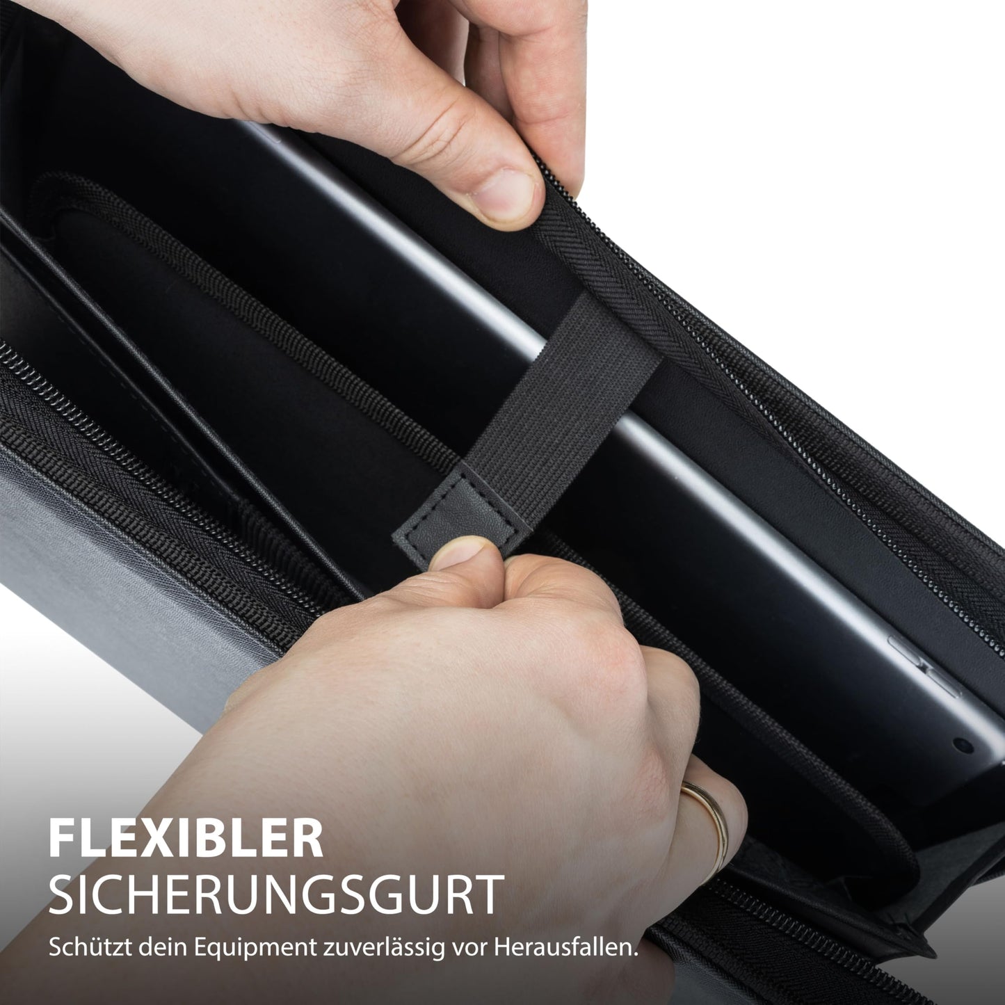 Vebon® A4 Ringbinder Portfolio "Berlin" with zipper and clipboard. Conference folder + laptop case with extra storage. Pink faux leather.
